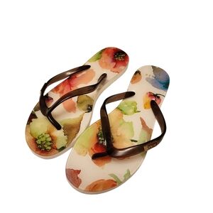 AERIN Georgette Floral Thong Flip Flops Size 7